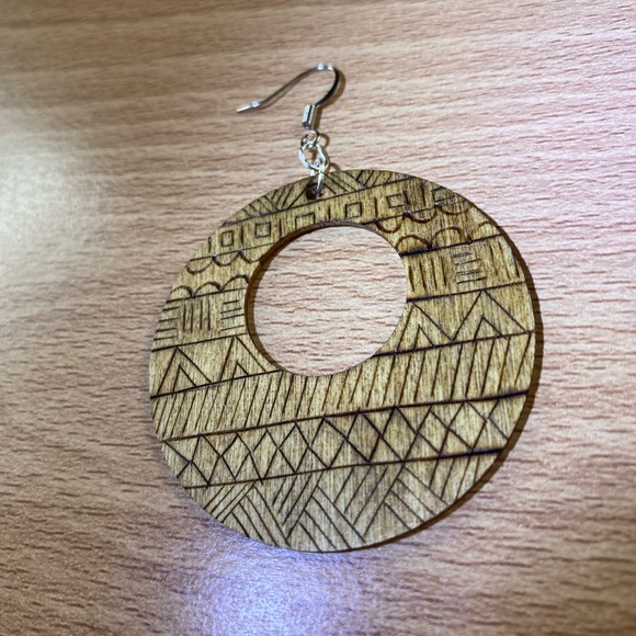 Wood Burned Earrings - Picture 3 of 7